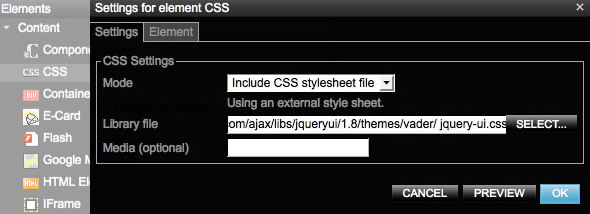 Setting for elements CSS