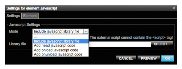 Setting for element JavaScript