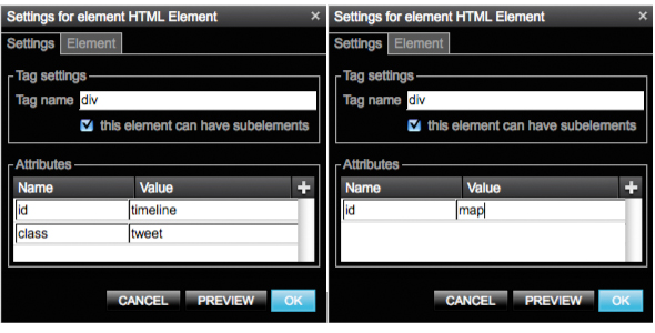 setting for element HTML element