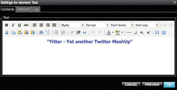 settings for element text