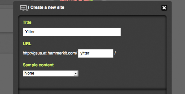 Button Create a new Site Button